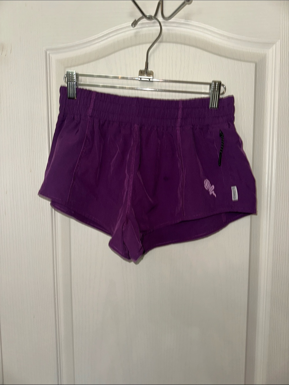 Women's Purple Athletic Running Shorts with Volleyball Detail